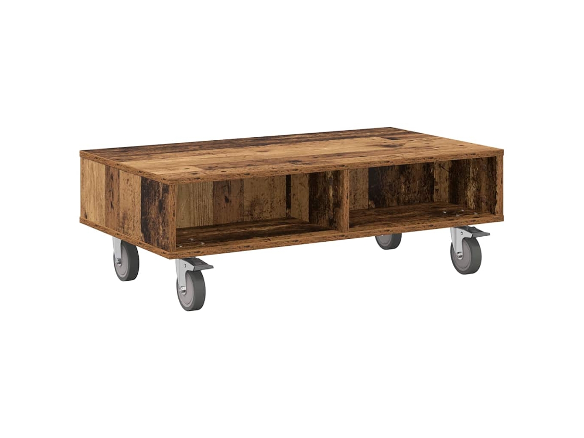 Maison Exclusive - Mesa Lateral Con Ruedas Madera Vieja 90 X 50 X 30 Cm