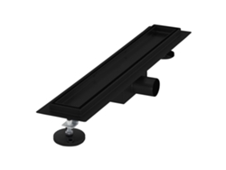Canal de ducha de acero inoxidable alicatable de 50 cm y sifón Juego completo Negro Plano LUXEBATH