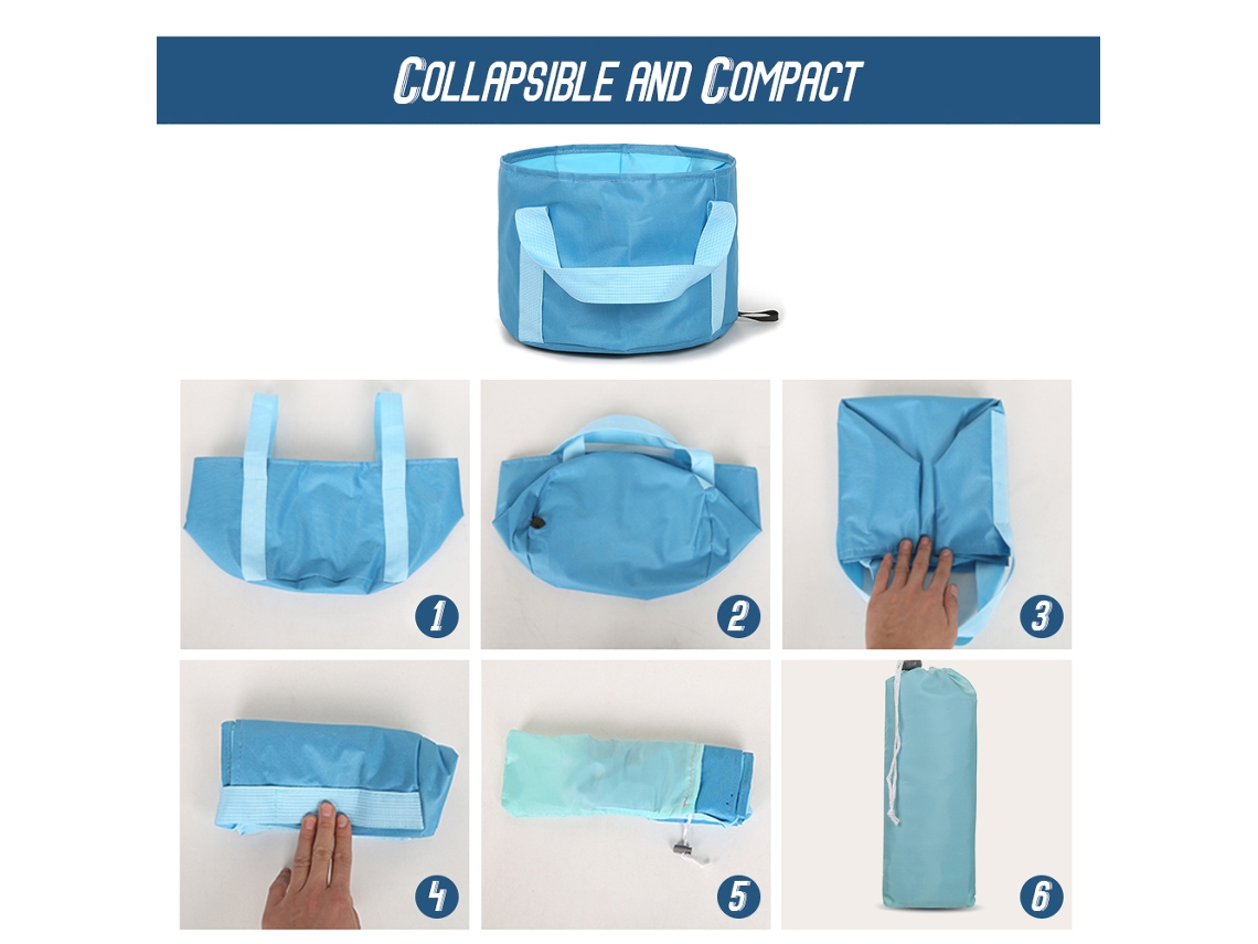 Cubo/fregadero portátil plegable de 16 litros para acampar.