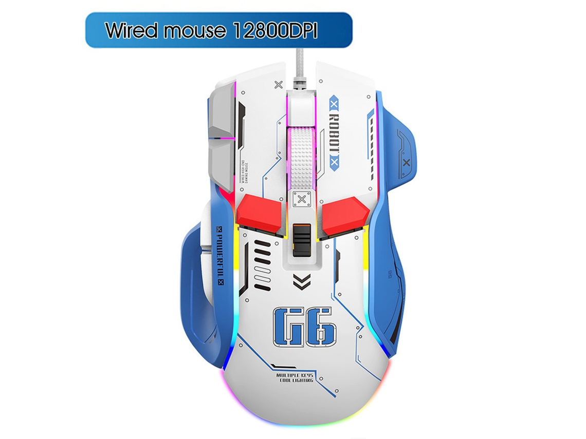 YIZHOOD G6 Mouse Wireless Gaming Computer RGB Player 10 Botones LED Gaming Mouse para PC Laptop Blanco