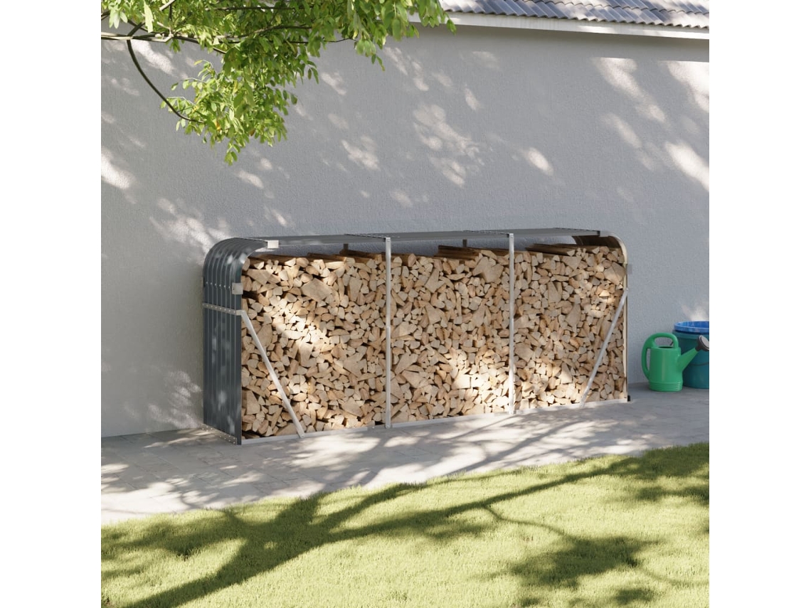 Leñero 234x45x100 cm Acero Galvanizado Antracita LOVELY HOME