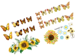 2 Juegos De Pegatinas Decorativas De Girasoles Para Pared De Dormitorio - Seguras