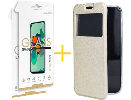 Carcasa + 2 Protectores de Pantalla para Samsung Galaxy S22 Plus 5G SKYHE Dorado