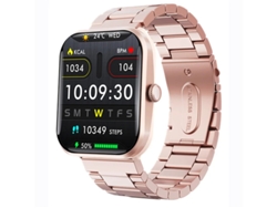 Reloj inteligente con monitorización de frecuencia cardíaca, presión arterial y temperatura, notificaciones push y medición no invasiva de azúcar en sangre.
