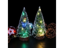 Miniárboles De Navidad Artificiales Led De 15 Cm Con Base De Madera, Pequeños Pinos, Decoración De Escritorio Para Fiestas Navideñas.