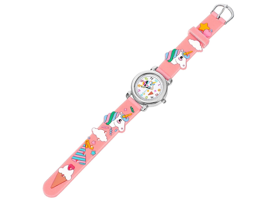 Reloj infantil con correa de plástico y estampado de unicornio rosa GOKOCO