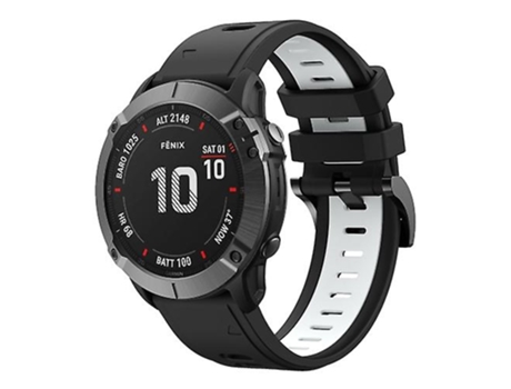 Correa para Garmin Fenix 6 Pro GPS 22 mm Correa de reloj de silicona deportiva bicolor negro-blanco VENISYMLIS
