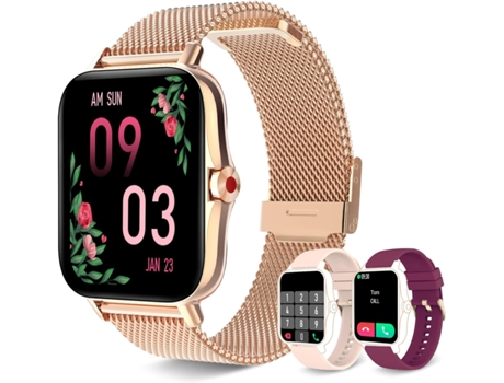 VEANXIN Reloj Inteligente 1.7 en HD Pantalla táctil Completa Rastreador de Ejercicios a Prueba de Agua-Oro
