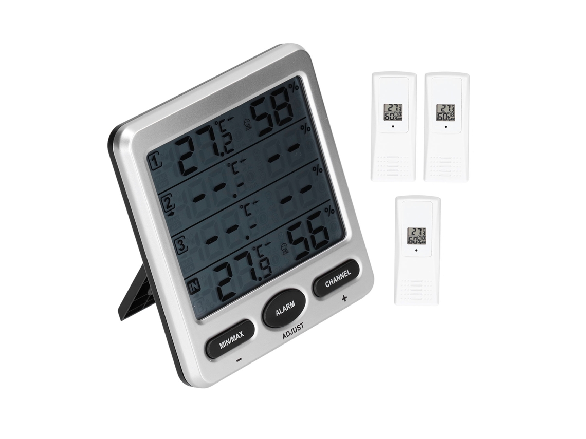 Medidor Digital Lcd De Temperatura Y Humedad Con 3 Sensores Remotos Inalámbricos Tsws10