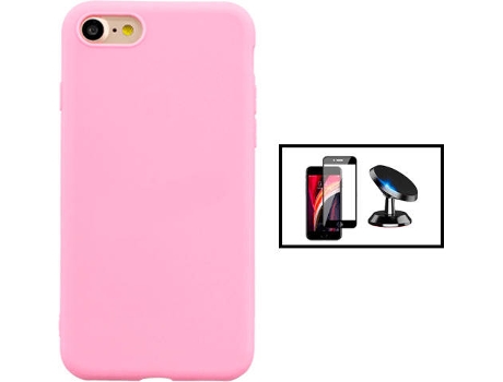 Kit Carcasa + Protector de Pantalla + Soporte iPhone SE 2022 PHONECARE Rosa