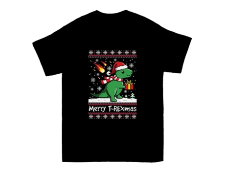 Camiseta para Homem Merry T Rex Mas Ugly Christmas Sweater ROCKINSTONE (XXXL - Algodón - Multicolor)