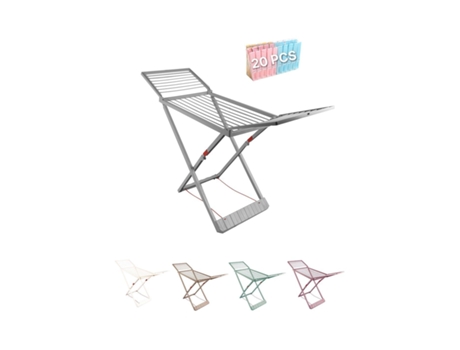 Tendedero Plegable de Resina Incluye 20 Pinzas – Tendal Abatible Balcón para Interior Y Exterior Gris Plegable JARDIN202