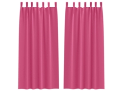 Maison Exclusive - Cortinas Opacas Con Anillas 2 Pcs Rosa Brillante 245 X 140 Cm