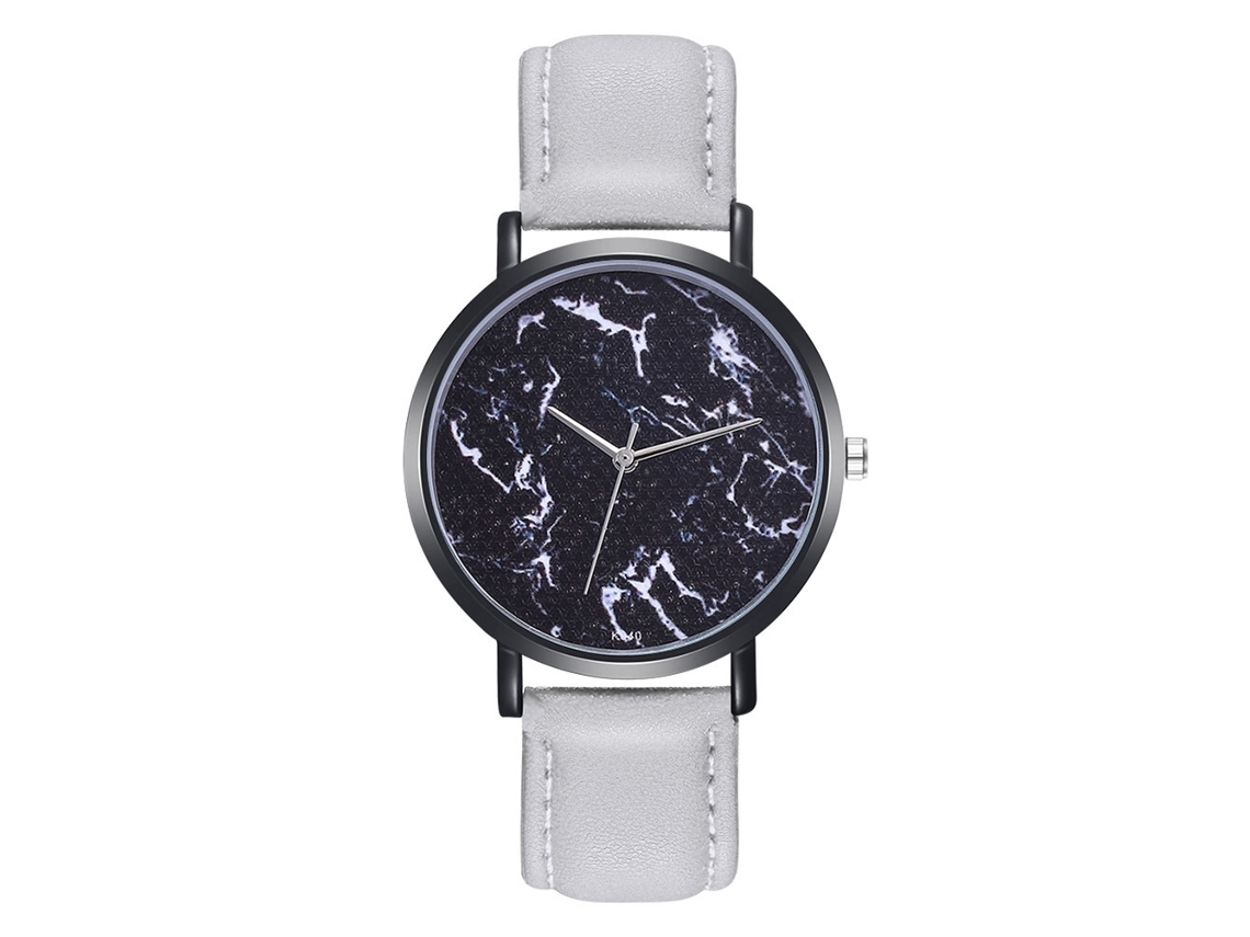 Reloj De Pulsera Unisex Informal Con Correa De Piel Sintética Y Esfera Redonda Gris.