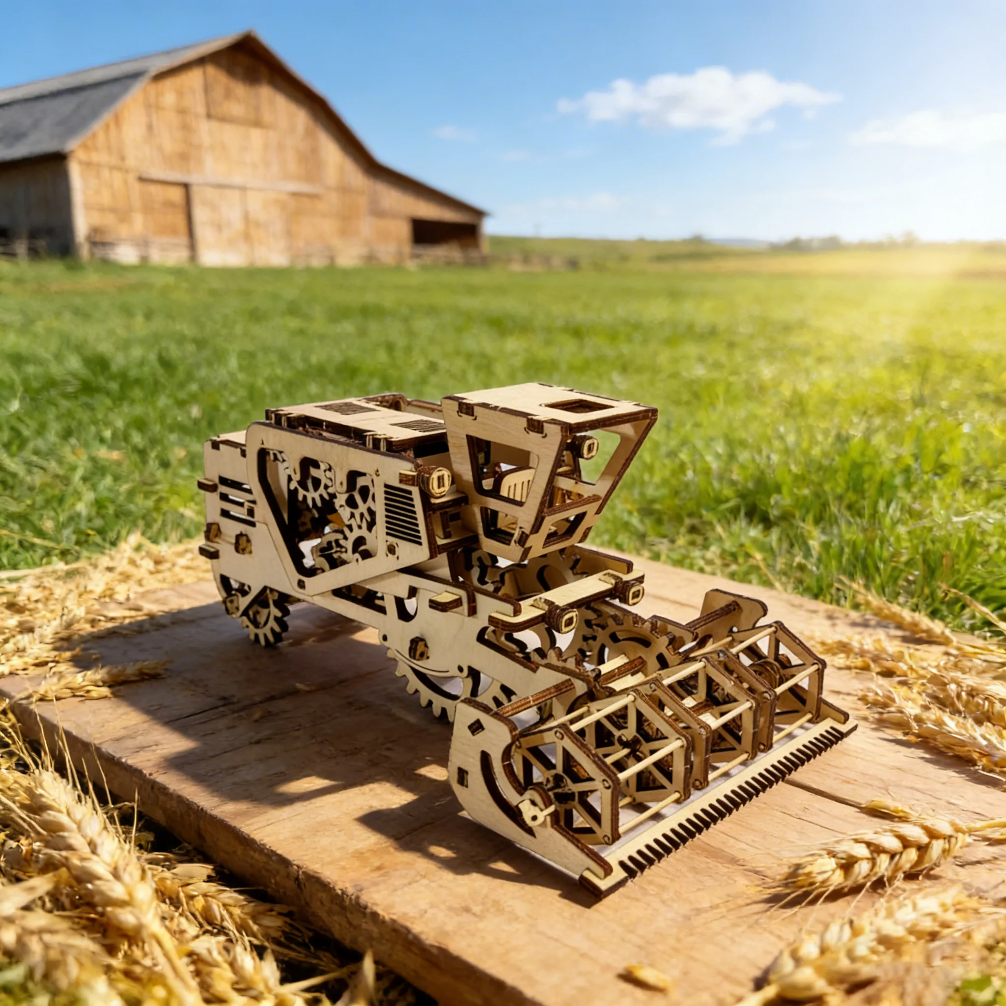 Maqueta de madera para armar de una cosechadora MDUG (rompecabezas 3D)