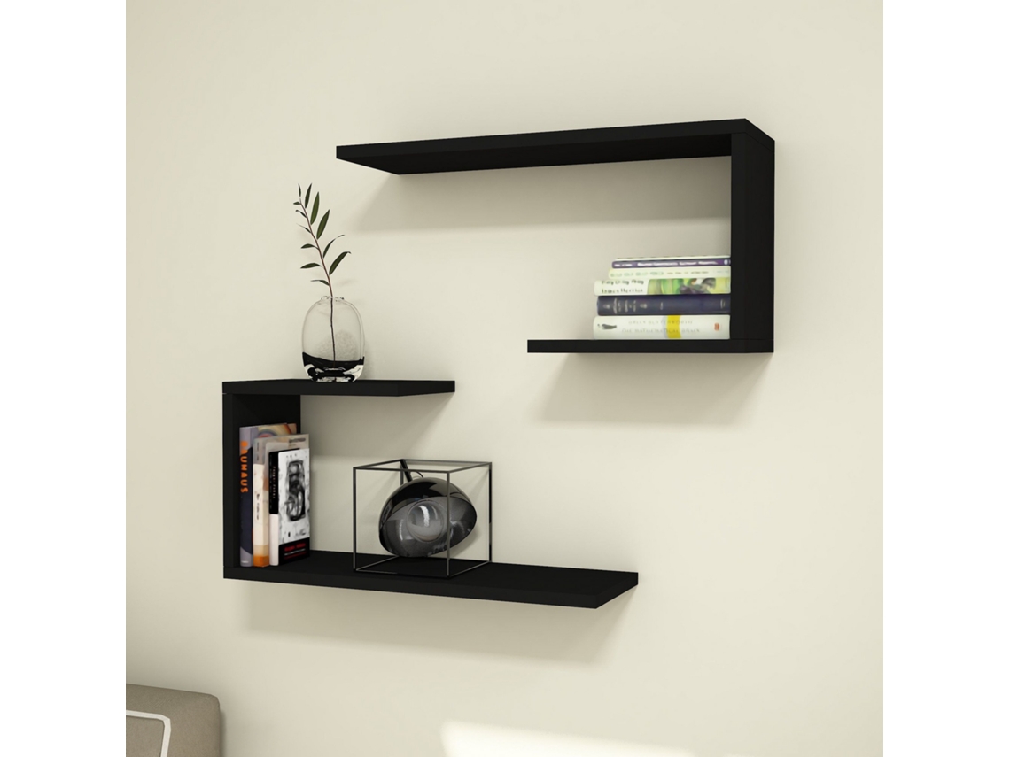 Estante de Pared [EN.CASA] (Negro - Placa de Aglomerado - 27 x 60 x 20 cm)