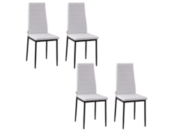Juego De 4 Taburetes De Cocina, De Lino, Con Base De Metal, Blancos, 120 Kg.