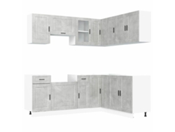 Juego de 11 gabinetes de cocina gris cemento MAISON EXCLUSIVE