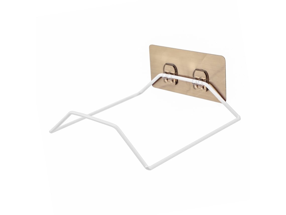 Lavabo de hierro autoadhesivo de pared, sin necesidad de taladrar, con gancho para almacenamiento de baño, color blanco