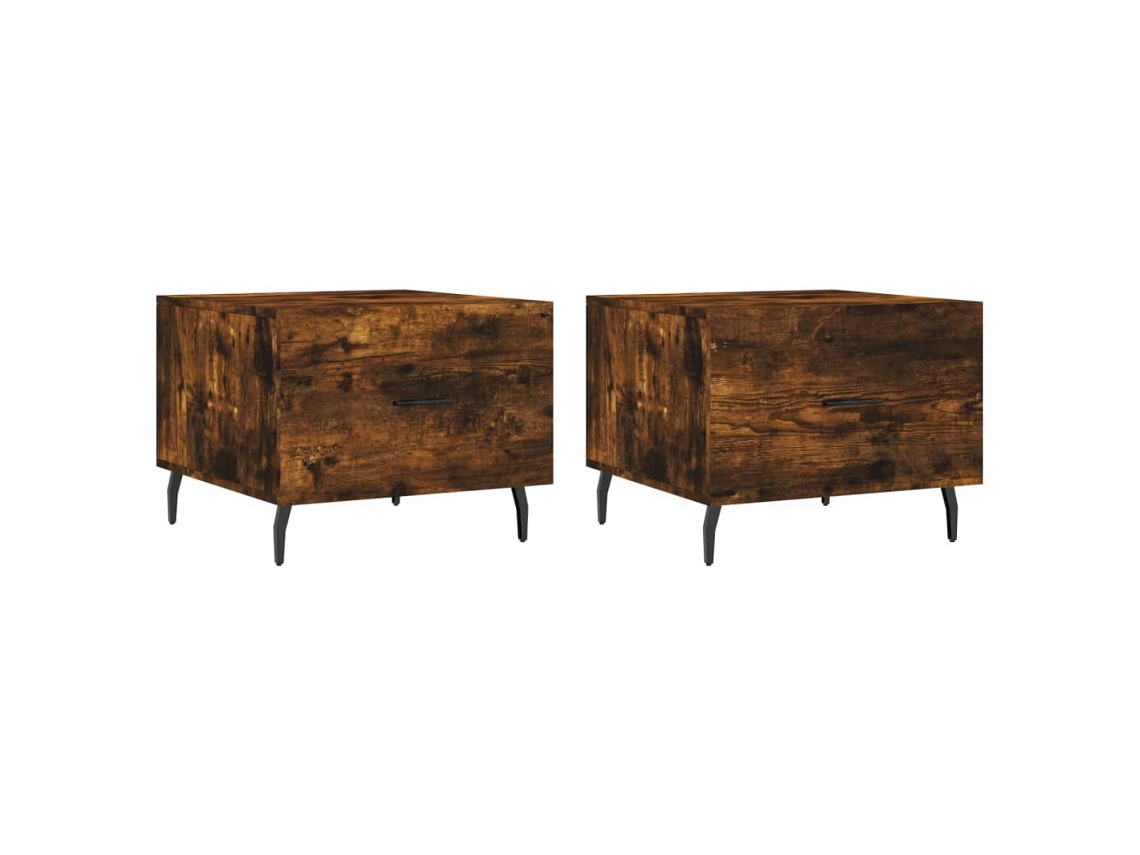 Juego de mesa de centro de 2 piezas, madera procesada, color ahumado, MAISON EXCLUSIVE (50 x 50 x 40 cm)