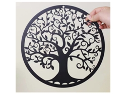 Escultura Redonda De Metal Para Pared: Árbol De La Vida Con Pájaros, 28 Cm (11 Pulgadas)
