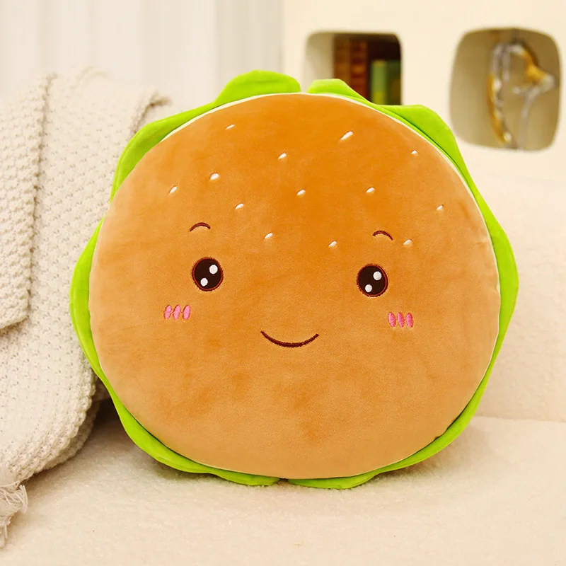 (sonriente, 40 Cm) Cojín/almohada Realista Para Adultos Con Forma De Hamburguesa, Decoración Para El Hogar Con Forma De Comida.