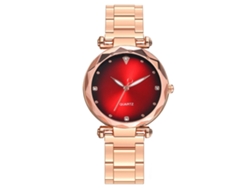 Reloj De Pulsera De Cuarzo Vansvar Para Mujer, Estilo Casual Y Moderno, Con Diamantes De Imitación Rojos.