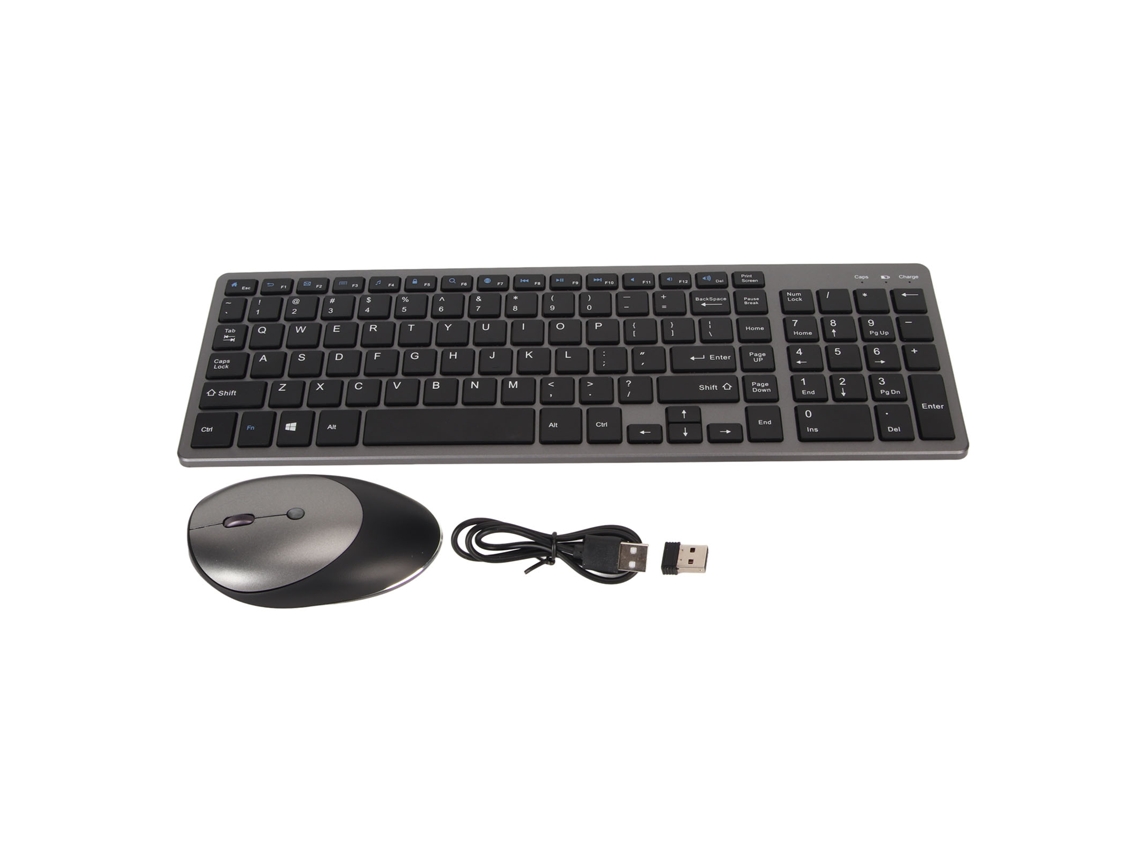 Combo De Teclado Y Ratón Inalámbricos Recargables De 2,4 Ghz Con Diseño Ergonómico Y Reducción De Ruido.