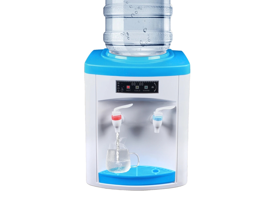 Dispensador de agua fría y caliente, calefacción y refrigeración eficientes, diseño compacto, azul, OEM