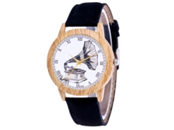 Reloj De Pulsera Casual Unisex Zhoulianfa De Cuarzo Con Correa De Lona Y Diseño De Fonógrafo Negro.