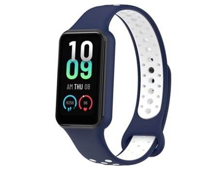 Correa de reloj inteligente para Amazfit Band 7 Bucle de silicona transpirable bicolor (azul + blanco)