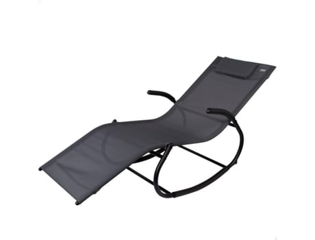 Tumbona mecedora de jardín antracita con cojín AKTIVE (Negro - Textil, Acero - 60x172x75 cm)