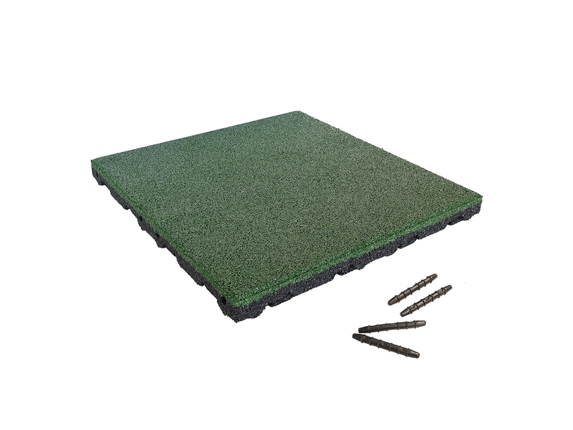 Baldosa de Goma 55 mm - 50 x 50 cm - Verde - Unión por pasador y agujero IVOL