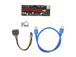 Tarjeta Riser Pcie 1x A 16x 4 Capacitores Sólidos Cable Express Usb Gpu De 6 Pines Azul