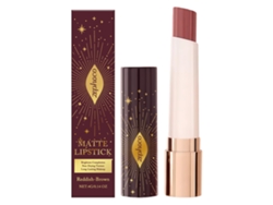 Barra de labios mate color marrón caoba estrellado