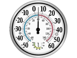 Termómetro inalámbrico de 12 dígitos para uso en interiores y exteriores, higrómetro de dígitos grandes, termómetro 2 en 1, montaje Nostalgia88