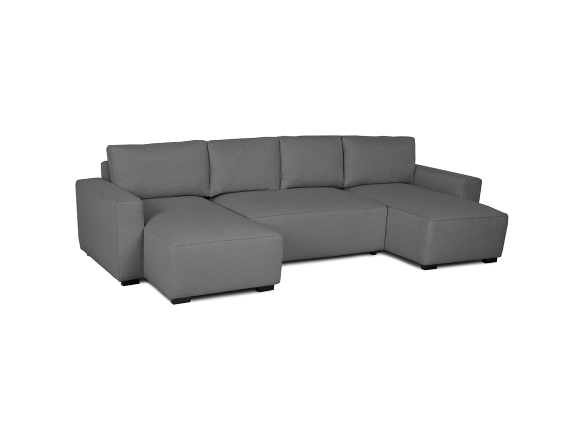 Sofá 4 Plazas BUDWING Jordan Gris + Chaise c/ Cama Panorámica (317 x 157 x 91 cm)