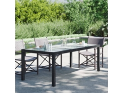 Mesa de Jardín LOVELY HOME Comedor Vidrio Templado y Mimbre Negro (190 x 90 x 75 cm)