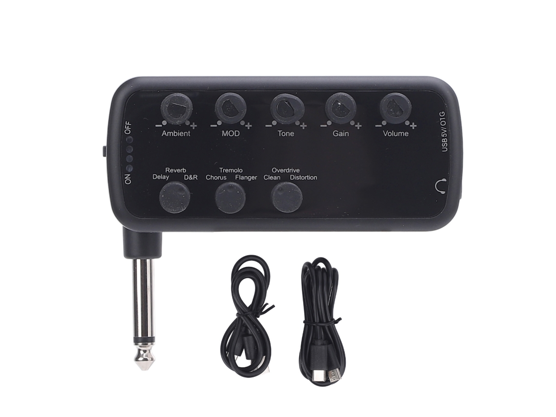 2026-amplificador De Auriculares Para Guitarra Eléctrica Con Efectos Distorsión Reverb Delay Chorus Tremolo Recargable Usb