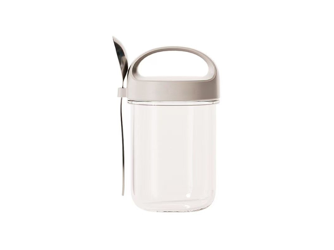Vaso de yogur para llevar Vaso de muesli Vidrio resistente Gris Tommy01
