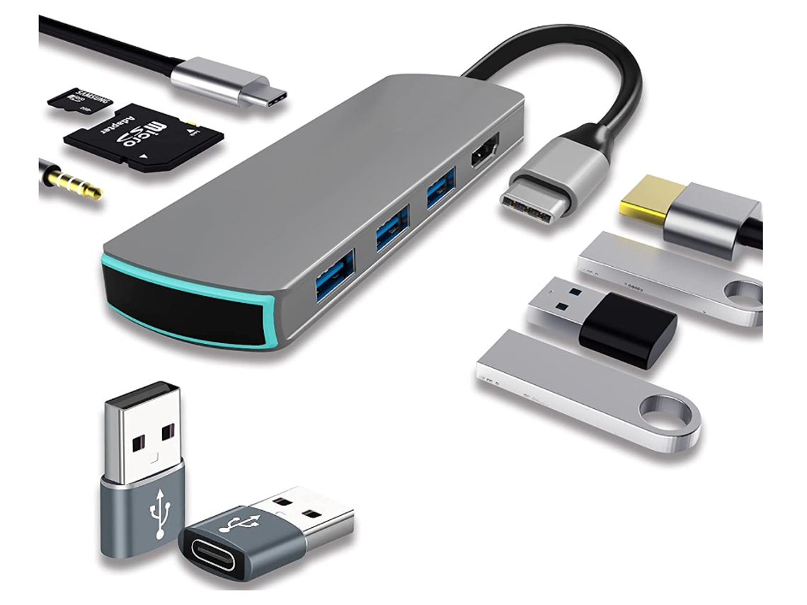 Hub USB-C, adaptador multipuerto USB-C a HDMI, gris Ikikso