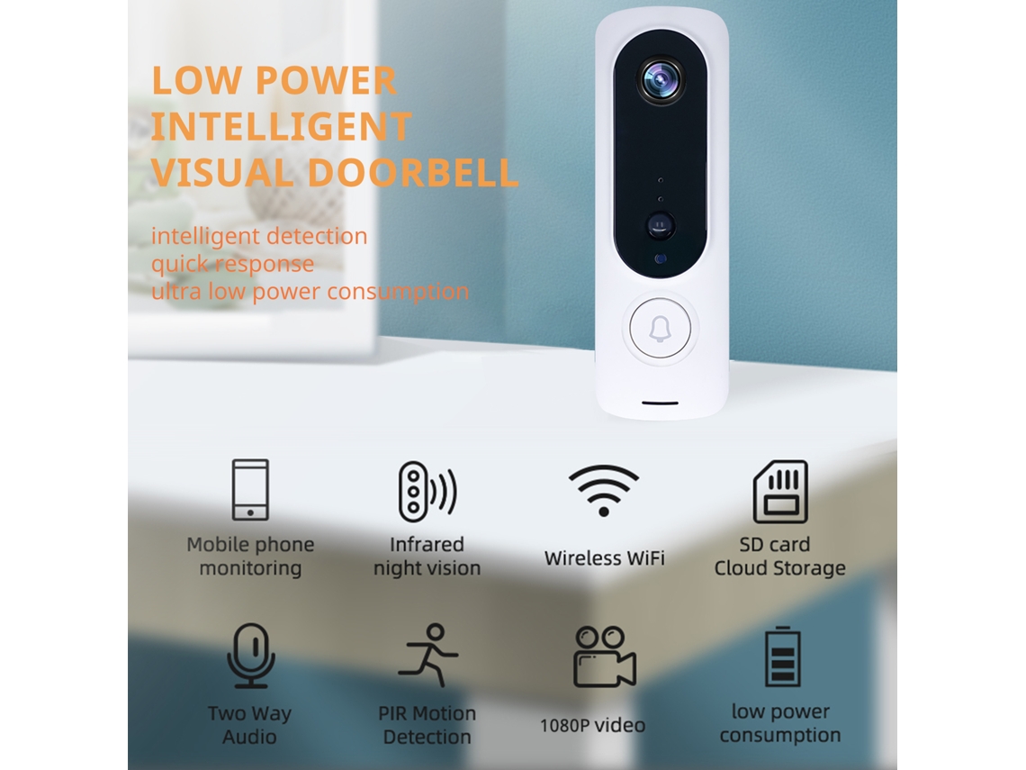 2026-cámara De Timbre 1080p Wifi De Bajo Consumo De Energía 2mp Para Seguridad Familiar Exterior E Interior