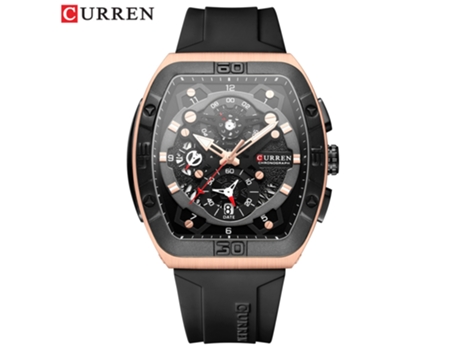 Relojes para hombre, reloj con correa para hombre, relojes de pulsera de cuarzo con calendario resistente al agua, carcasa rosa negra LUUCOZK