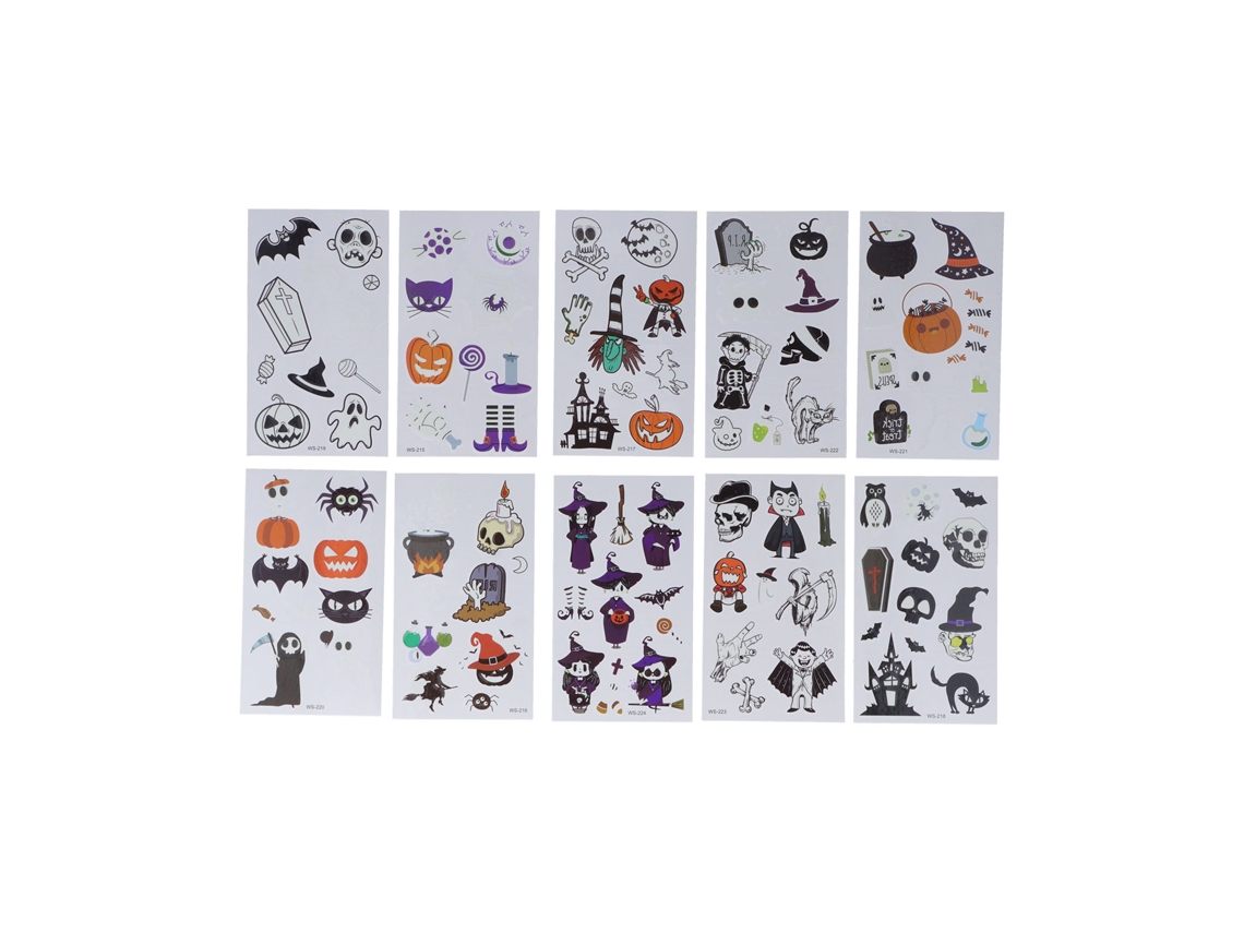 2026-tatuajes Temporales Luminosos Para Niños Halloween, Seguros Y No Irritantes, Dibujos Animados, Tamaños Variados