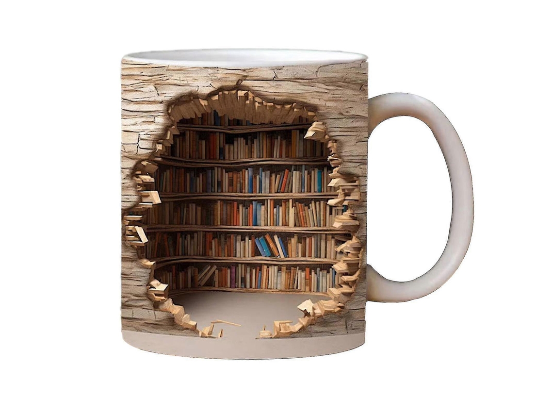 Taza de estantería 3D, ideal para cumpleaños y Navidad, de cerámica, Hengjian