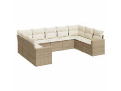 Conjunto 9 de sofás de jardín VIDAXL con cojines ratán sintético beige