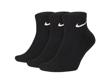 NIKE, Everyday Cushion Ankle, Calcetin, Pack 3 Pares, Dri-Fit, Tobillero, Algodón, Unisex, Negro, NISX7667//