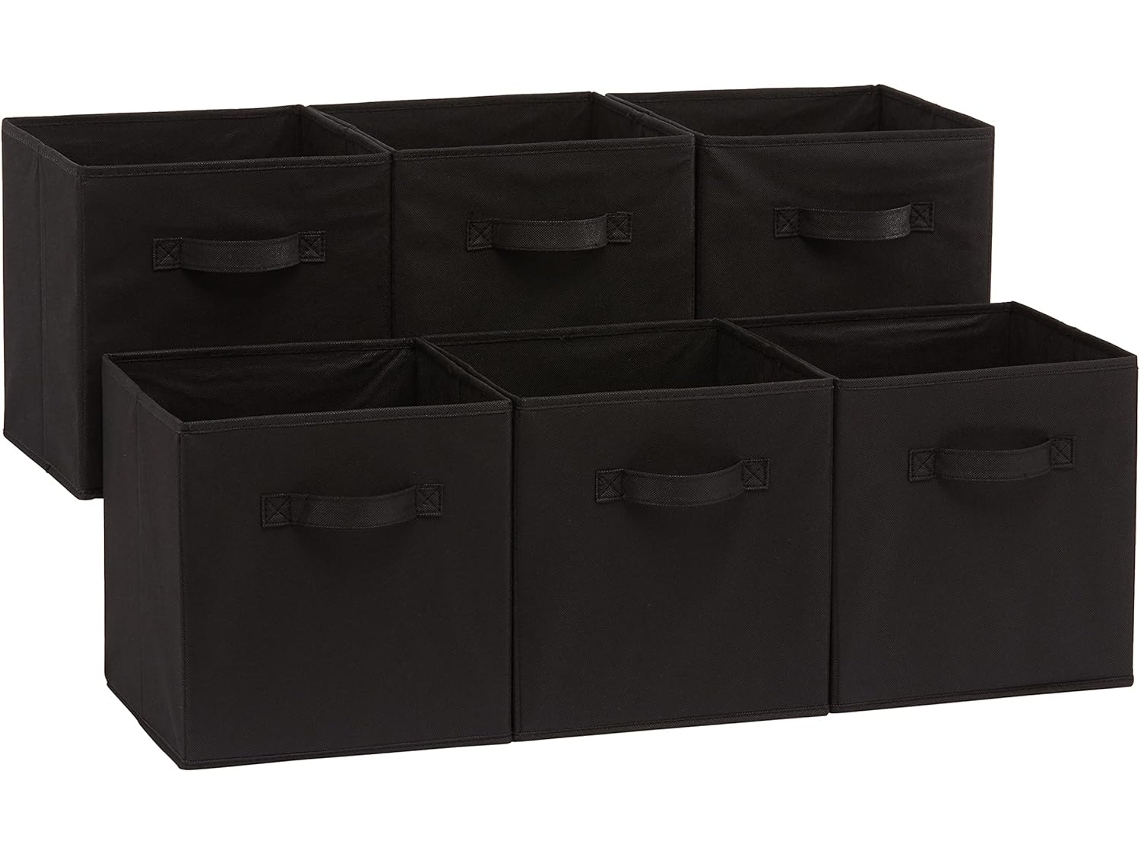 Juego de 6 cubos de almacenamiento de tela plegables con asas, 10,5 x 1