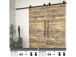 Kits de herrajes para puertas correderas (2 piezas, 200 cm, acero negro, DKD HOME DECOR)