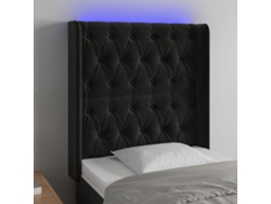 Cabecero Con Led De Terciopelo Negro 83x16x118/128 Cm